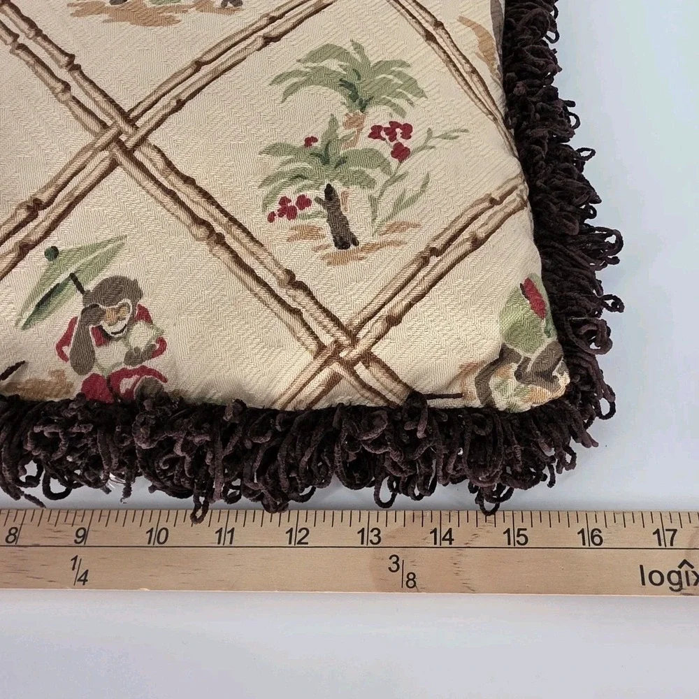 Vintage Asian Chinoiserie‎ Tropical Monkey Throw Pillow 16